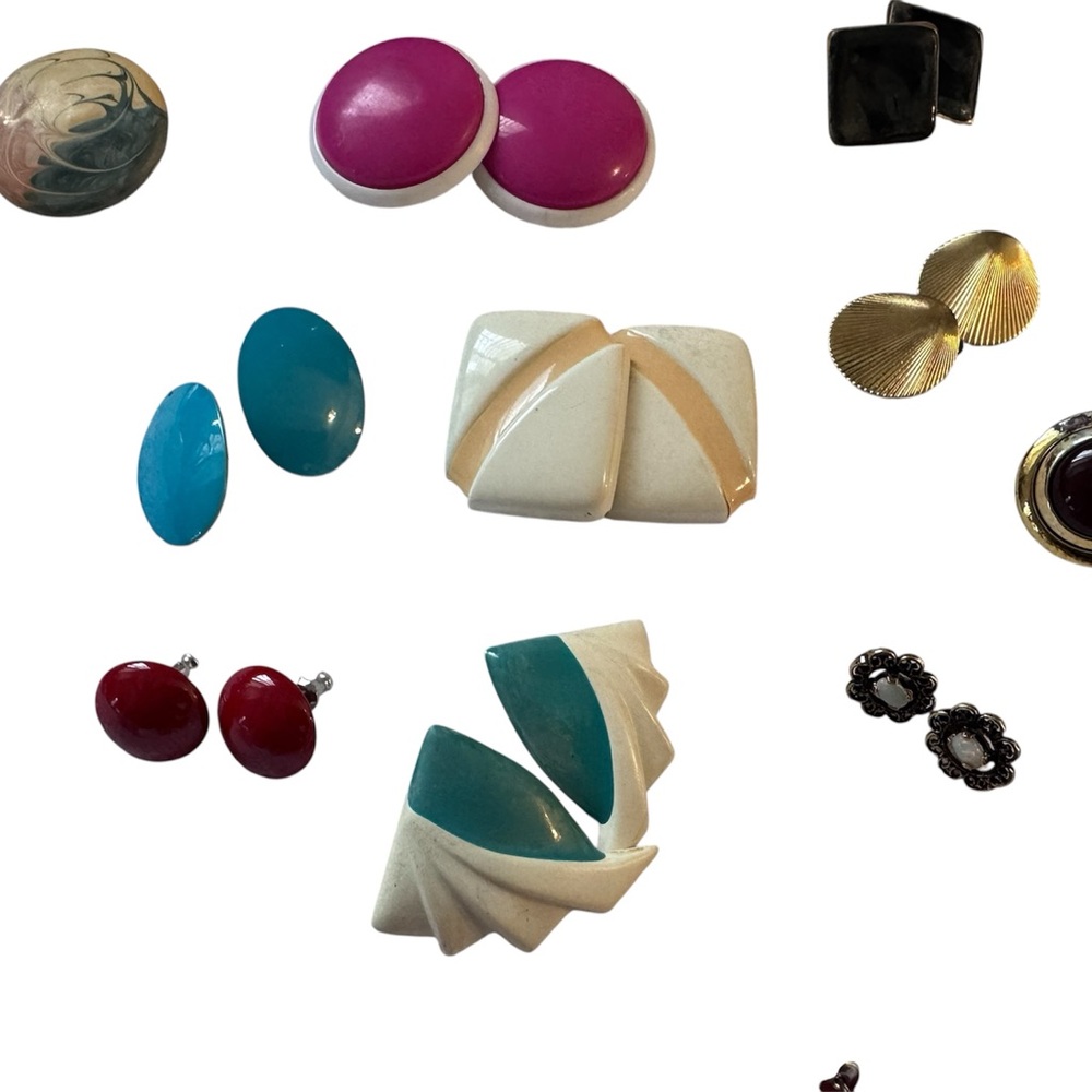 80s Colorful Vintage Earring LOT - Picture 4 of 6